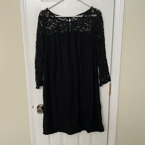 NWOT Old Navy black lace fully lined shift dress. Large TALL